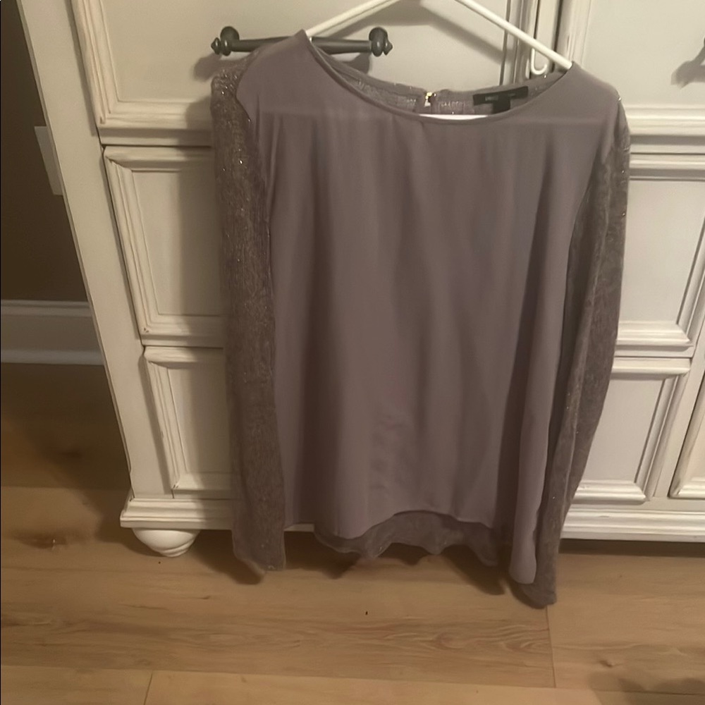 Mango Silver Long Sleeve Relaxed Blouse